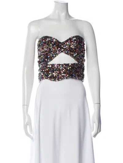 Pre-owned Attico Patterned Strapless Crop Top
