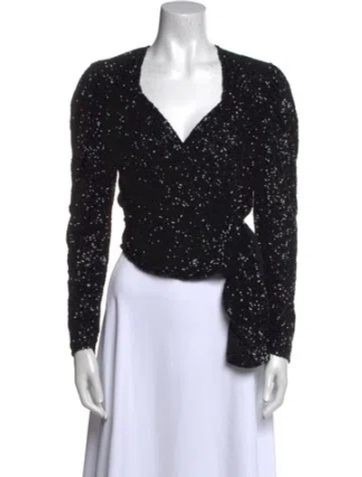 Pre-owned Attico Patterned V-neck Crop Top W/ Tags In Black
