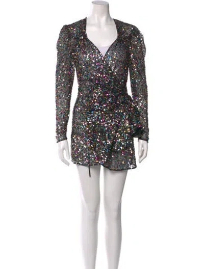 Pre-owned Attico Patterned V-neck Top In Black
