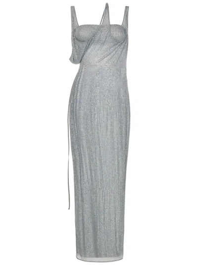Attico Pearl Gray Jersey Midi Dress In Grey