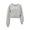 Attico Logo Sweatshirt With Crossed Neckline And Open Back In Grey