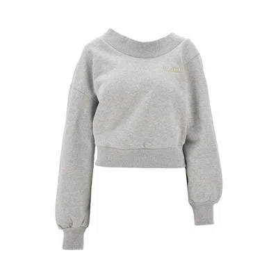 Attico Pen-back Asymmetrical Sweatshirt In Grey