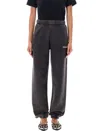 Attico Jogging Pants With Elastic Cuffs And Waistband In Black Faded