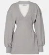 Attico Peplum Cotton Fleece Minidress In Gray