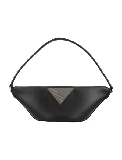 Attico Piccola Leather Shoulder Bag In Black
