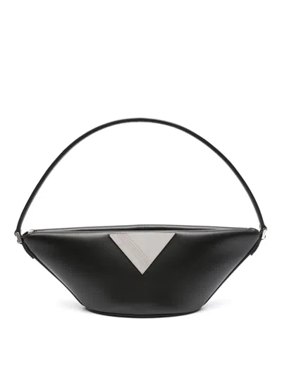 Attico Piccola Leather Shoulder Bag In Black