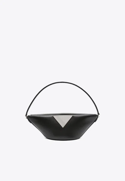 Attico Piccola Leather Shoulder Bag In Black