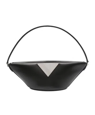 Attico Piccola Leather Shoulder Bag In Black