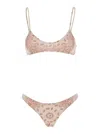 Attico Pink Bikini With Spaghetti Straps And All-over Print In Tech Fabric Stretch Woman