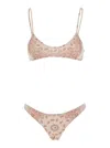 Attico Pink Bikini With Spaghetti Straps And All-over Print In Tech Fabric Stretch Woman