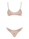 Attico Pink Bikini With Spaghetti Straps And All-over Print In Tech Fabric Stretch Woman