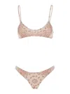 Attico Pink Bikini With Spaghetti Straps And All-over Print In Tech Fabric Stretch Woman In Pink