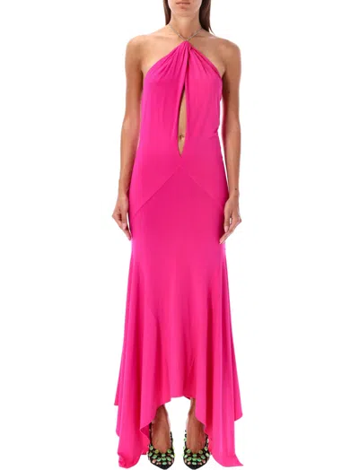 Attico Pink Chain-link Detail Maxi Dress