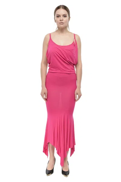 Attico Pink Cowl Neck Midi Dress