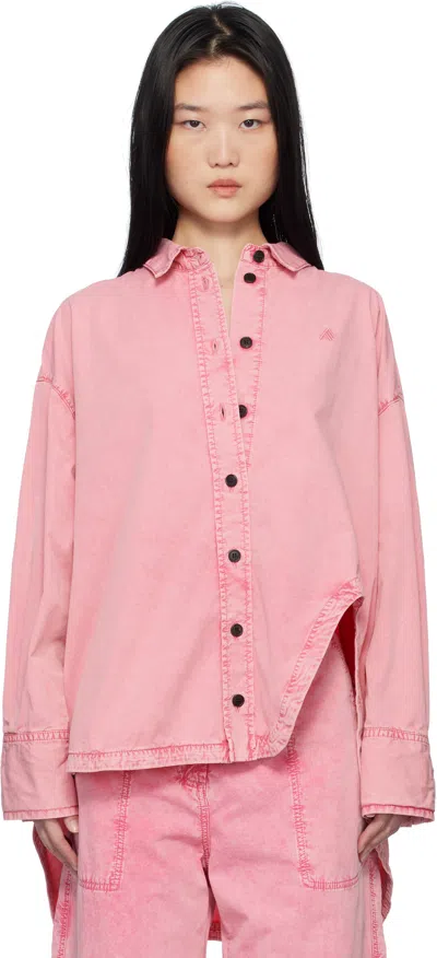 Attico Oversized Embroidered Crepe Shirt In Pink