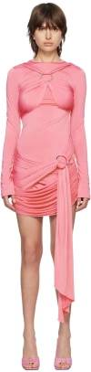 Attico Pink Fran Minidress In 429 Shocking Pink