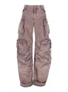 Attico Pink Jeans With Logo Patch On The Rear And Turn-up Cuffs In Denim Woman In Pink