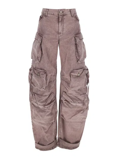 ATTICO PINK JEANS WITH LOGO PATCH ON THE REAR AND TURN-UP CUFFS IN DENIM WOMAN