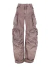 Attico Pink Jeans With Logo Patch On The Rear And Turn-up Cuffs In Pink