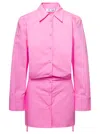 Attico Margot Mini Shirt Dress In Pink