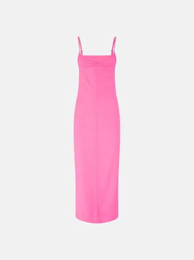 Attico Satin Midi Dress In Pink