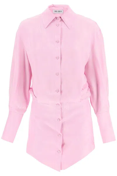 Attico Pink Mini Shirt Dress With Tone-on-tone Logo
