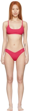 Attico Crystal-logo Scoop-neck Bikini In 008 Fuchsia