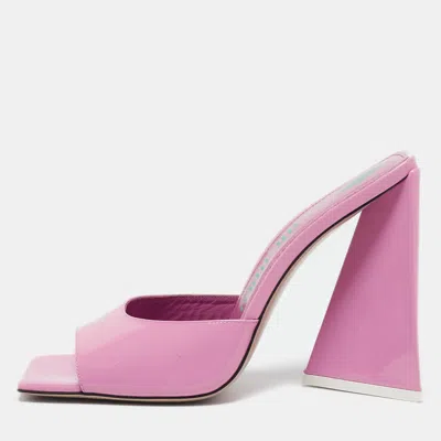 Pre-owned Attico Pink Patent Leather Devon Slide Sandals Size 39