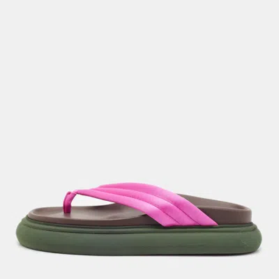 Pre-owned Attico Pink Satin Thong Sandals Size 38