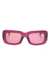 Attico Dark Pink Logo Rectangular Sunglasses In Pink