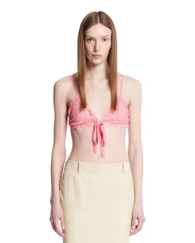 Attico Lace Triangle Bra In Pink