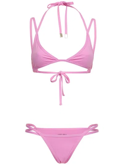 Attico Pink Two-piece Swimsuit With Adjustable Thong.