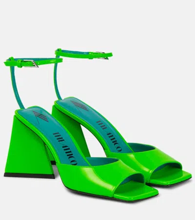 Attico Fluorescent Pink Slingback With Pyramid Heel And Square Toe In Green