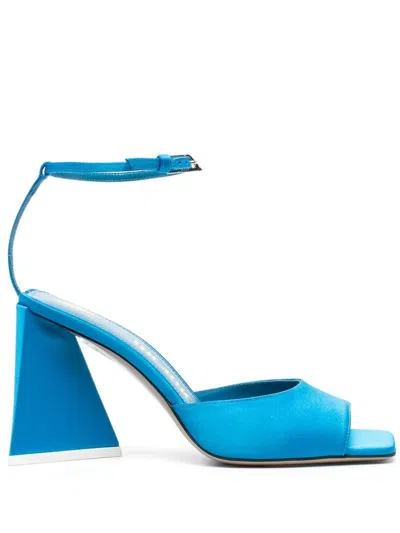 Attico Piper Satin Sandal In Blue