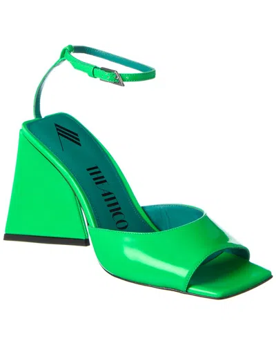 Attico Fluorescent Pink Slingback With Pyramid Heel And Square Toe In Green