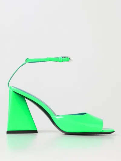 Attico Piper Sandals In Shiny Leather In Emerald