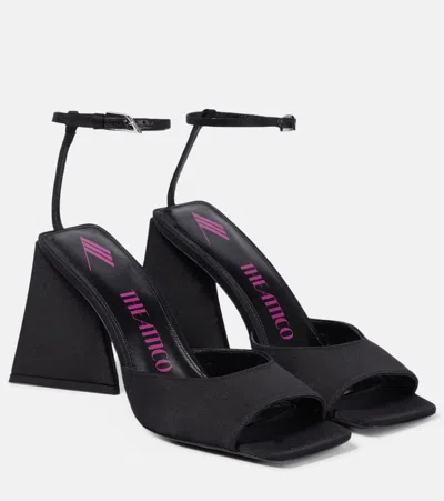 Attico Piper Satin Slingback Sandals In Black