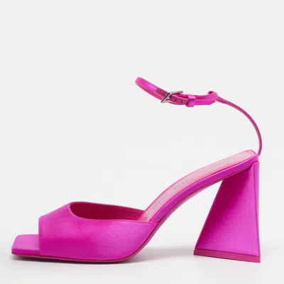 Pre-owned Attico Piper Size 40 Pink Satin Ankle Strap Sandals