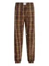 Attico Plaid Drawstring Long Pant In Brown