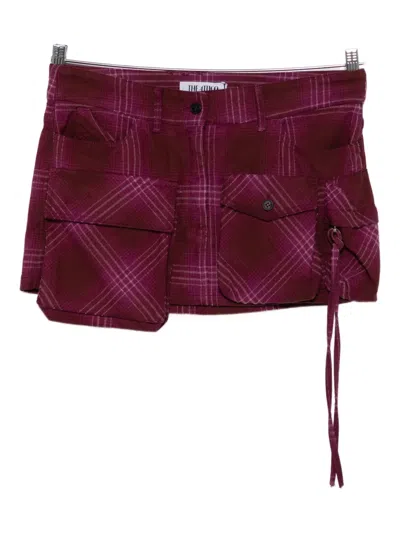 Attico Plaid Pocket Mini Skirt In Red