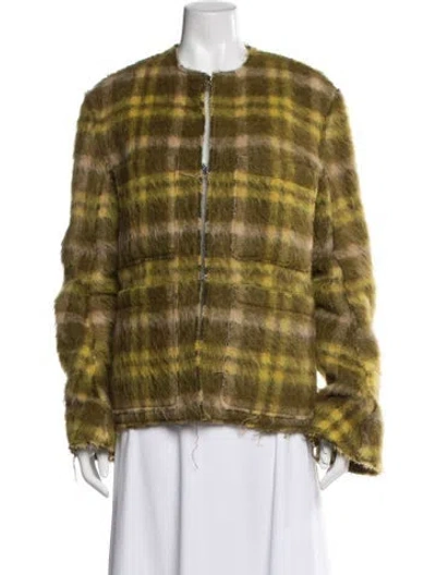 Pre-owned Attico Plaid Print Jacket In Green