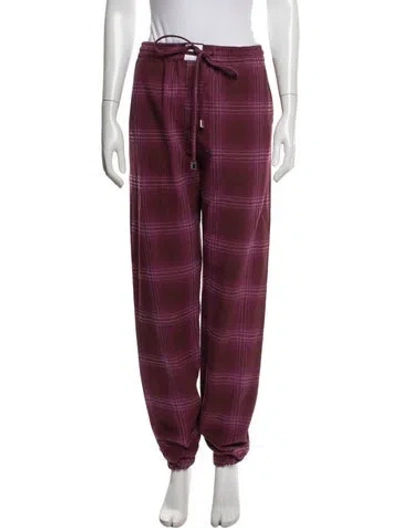 Pre-owned Attico Plaid Print Wide Leg Pants W/ Tags In Burgundy