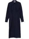 Attico Pleat-detail Midi Dress In Blue
