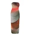 Attico Ruched-detail Gradient Midi Dress In Multicolor