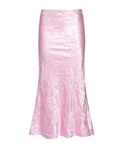 Attico Pleated Horn Skirt In Pink
