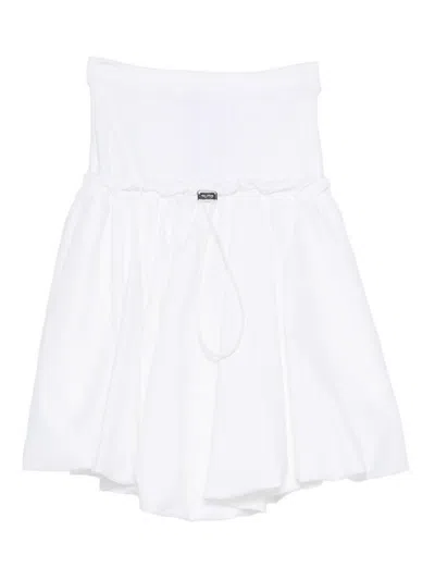Attico Pleated Midi Skirt In White