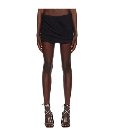 Attico Pleated Miniskirt In Black