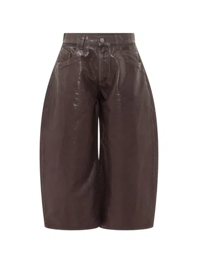 Attico Plum Glossy-finish Wide-leg Jeans In Purple