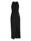 Attico Plunge-neck Split Midi Dress In Black