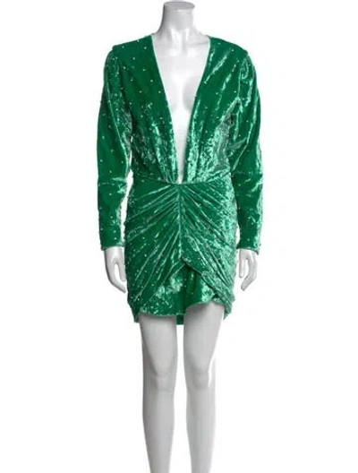 Pre-owned Attico Plunge Neckline Mini Dress In Green